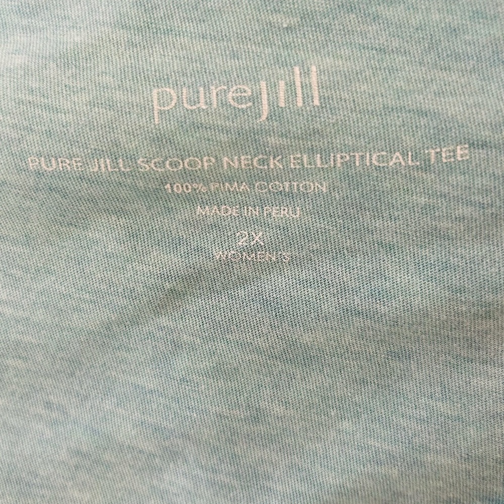 J Jill Elliptical Tee 2X Cotton Blue Green. - Picture 4 of 4